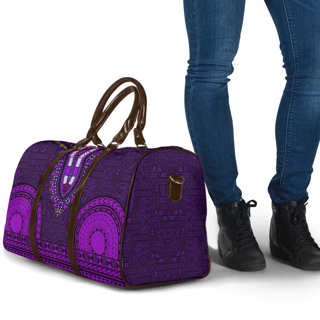 Purple Dashiki and Tapa Pattern Travel Bag Africa-Polynesia Together Culture