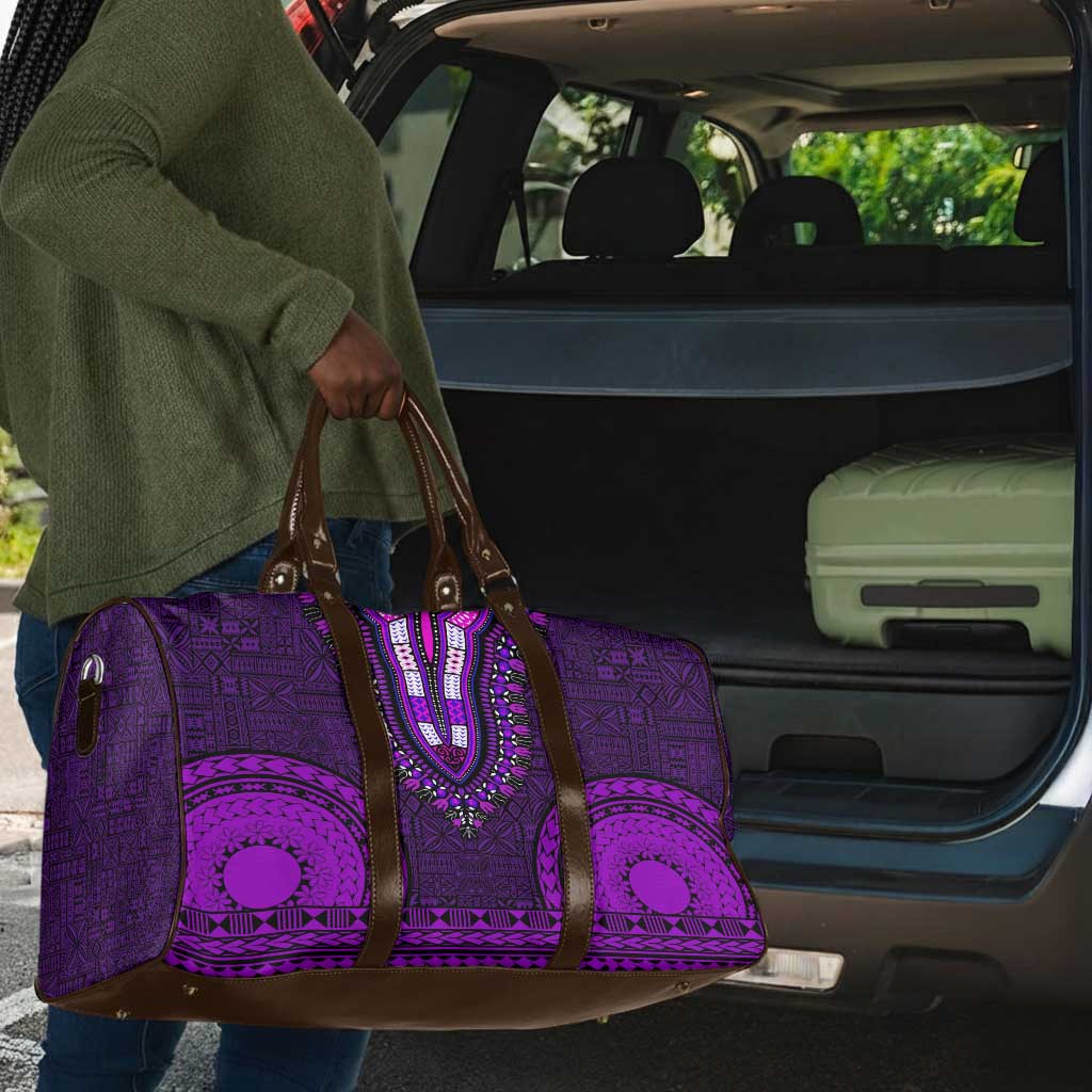 Purple Dashiki and Tapa Pattern Travel Bag Africa-Polynesia Together Culture