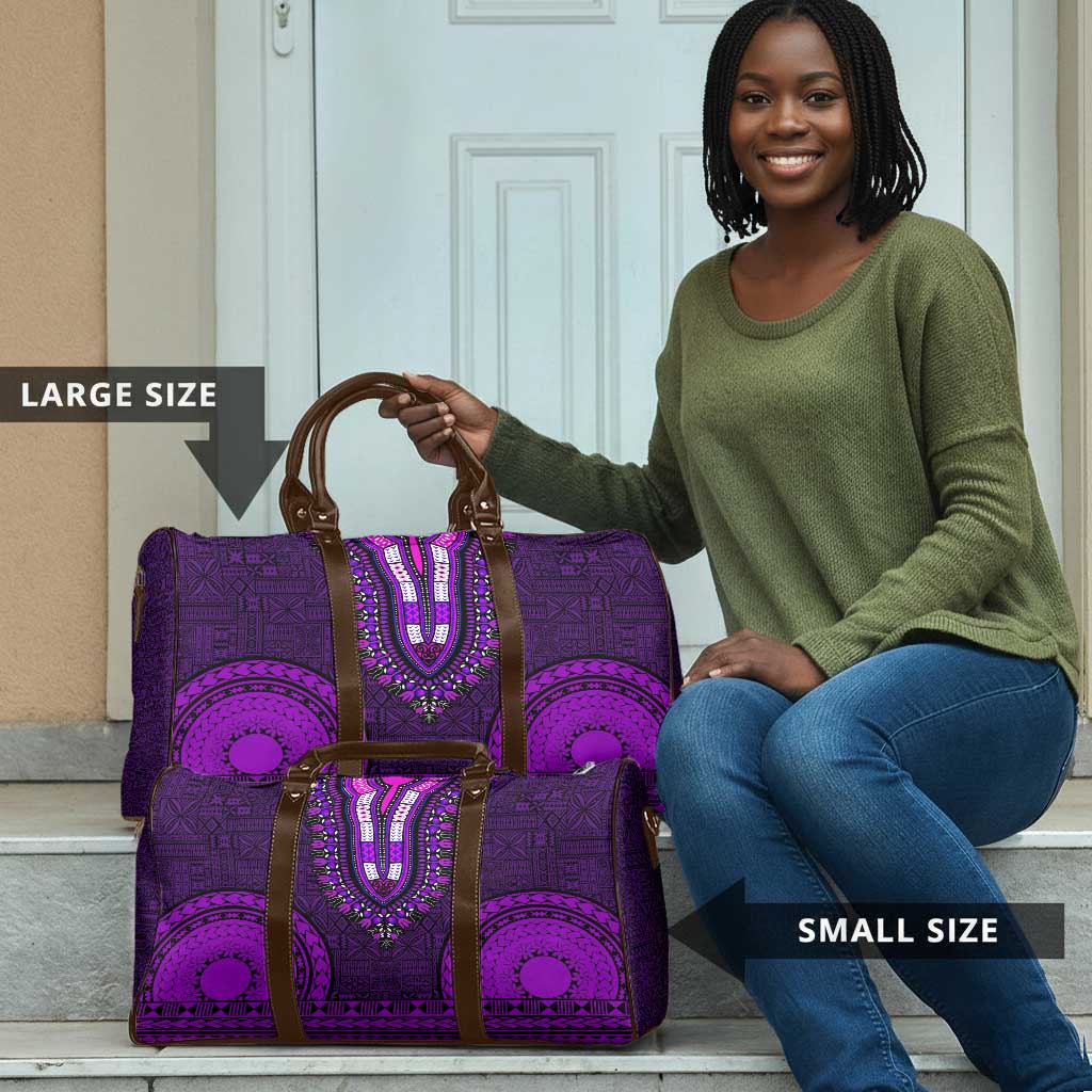 Purple Dashiki and Tapa Pattern Travel Bag Africa-Polynesia Together Culture