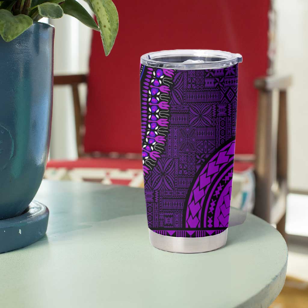 Purple Dashiki and Tapa Pattern Tumbler Cup Africa-Polynesia Together Culture