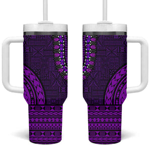 Purple Dashiki and Tapa Pattern Tumbler With Handle Africa-Polynesia Together Culture