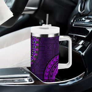 Purple Dashiki and Tapa Pattern Tumbler With Handle Africa-Polynesia Together Culture