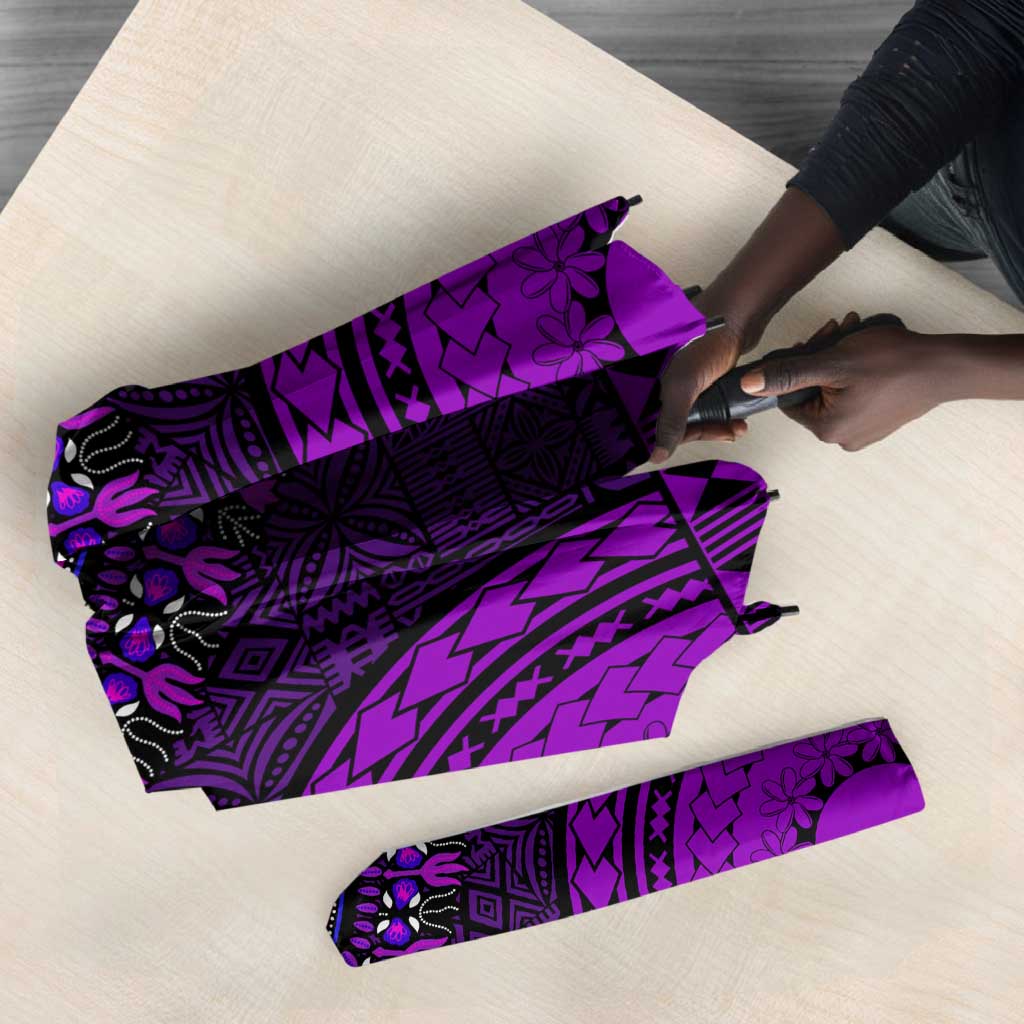 Purple Dashiki and Tapa Pattern Umbrella Africa-Polynesia Together Culture