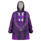 Purple Dashiki and Tapa Pattern Wearable Blanket Hoodie Africa-Polynesia Together Culture