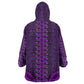 Purple Dashiki and Tapa Pattern Wearable Blanket Hoodie Africa-Polynesia Together Culture
