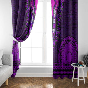 Purple Dashiki and Tapa Pattern Window Curtain Africa-Polynesia Together Culture