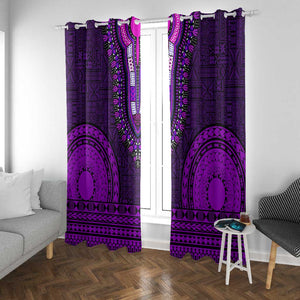 Purple Dashiki and Tapa Pattern Window Curtain Africa-Polynesia Together Culture