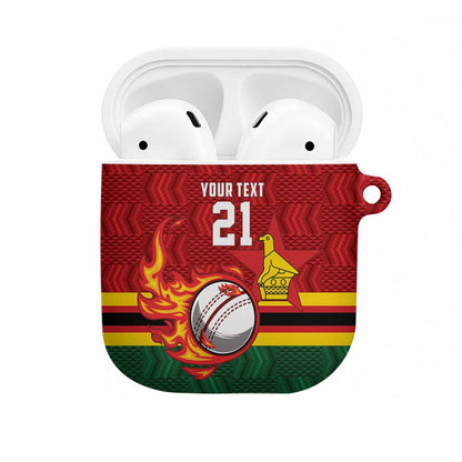 Custom Africa Cricket Zimbabwe AirPods Case The Chevrons Cricket Ball Fire