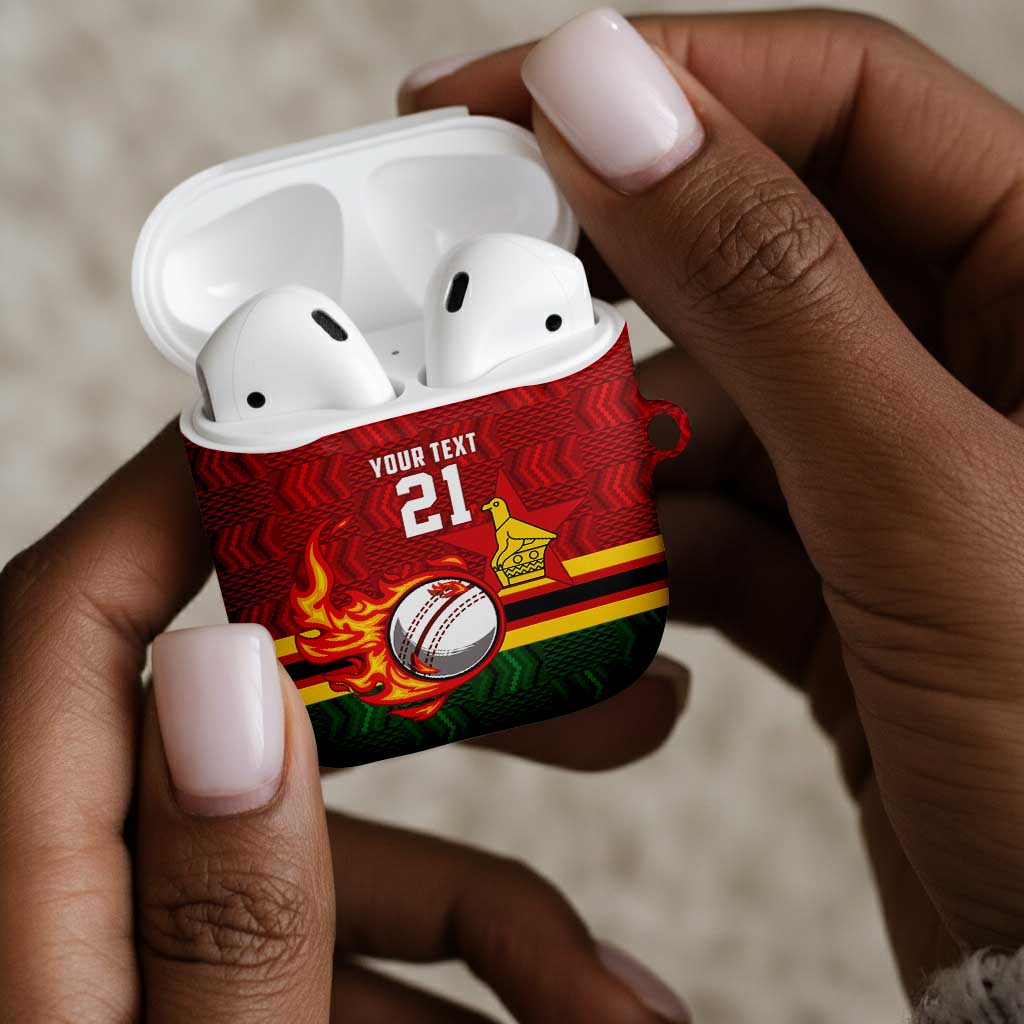 Custom Africa Cricket Zimbabwe AirPods Case The Chevrons Cricket Ball Fire