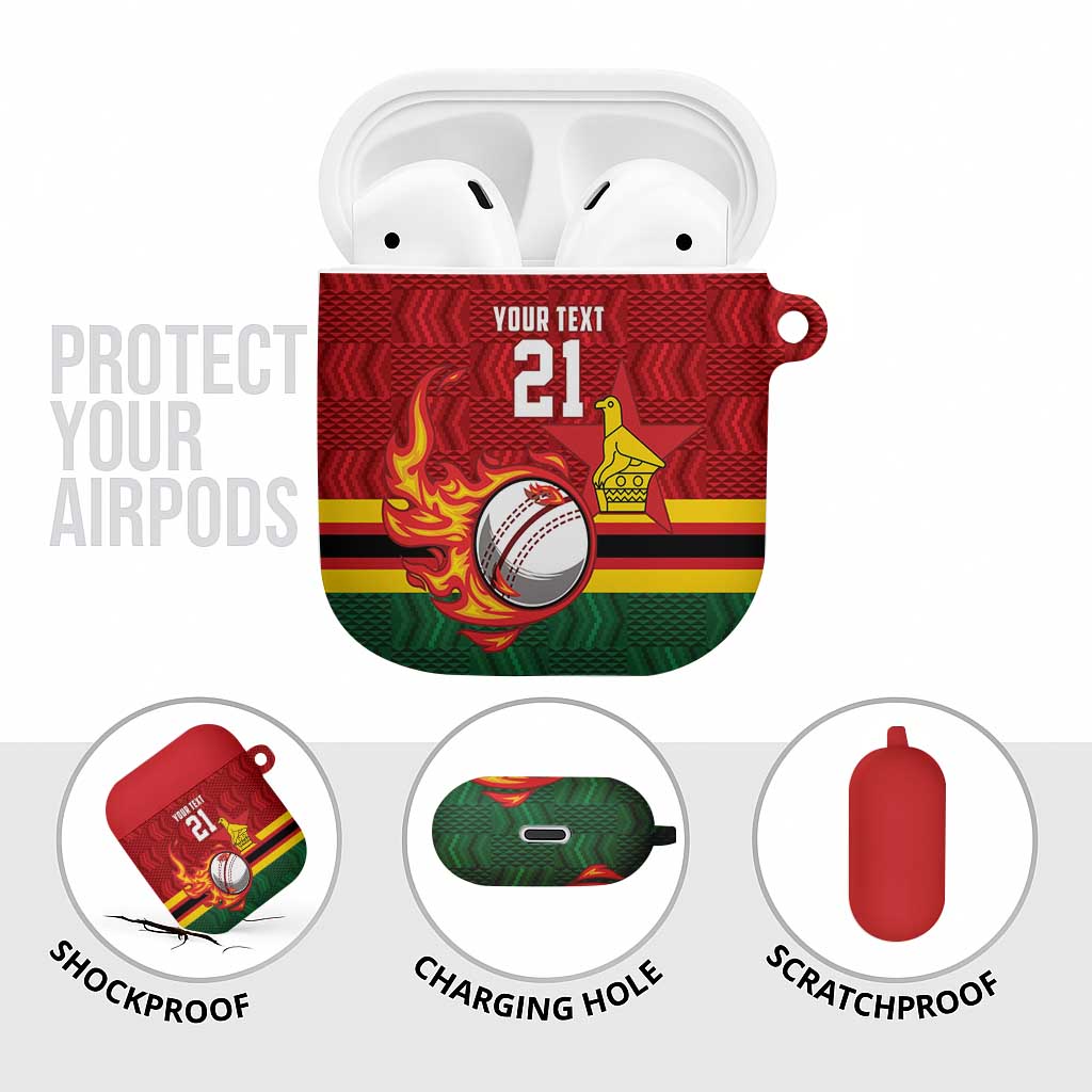 Custom Africa Cricket Zimbabwe AirPods Case The Chevrons Cricket Ball Fire