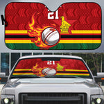 Custom Africa Cricket Zimbabwe Auto Sun Shade The Chevrons Cricket Ball Fire