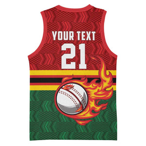 Custom Africa Cricket Zimbabwe Basketball Jersey The Chevrons Cricket Ball Fire LT9