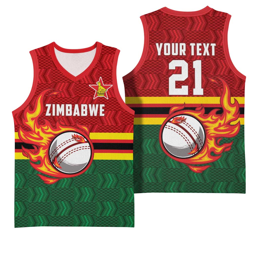Custom Africa Cricket Zimbabwe Basketball Jersey The Chevrons Cricket Ball Fire LT9