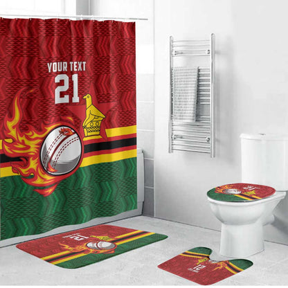 Custom Africa Cricket Zimbabwe Bathroom Set The Chevrons Cricket Ball Fire