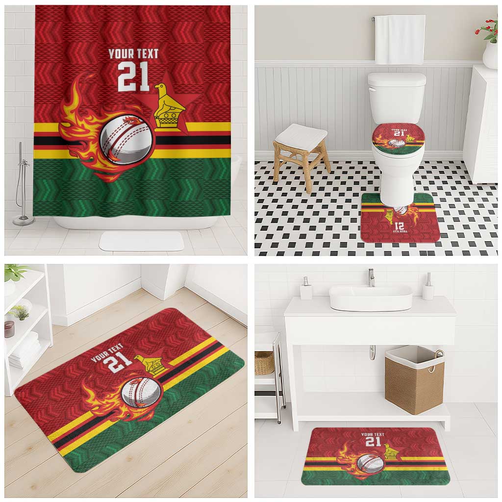 Custom Africa Cricket Zimbabwe Bathroom Set The Chevrons Cricket Ball Fire