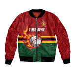 Custom Africa Cricket Zimbabwe Bomber Jacket The Chevrons Cricket Ball Fire - African Pride