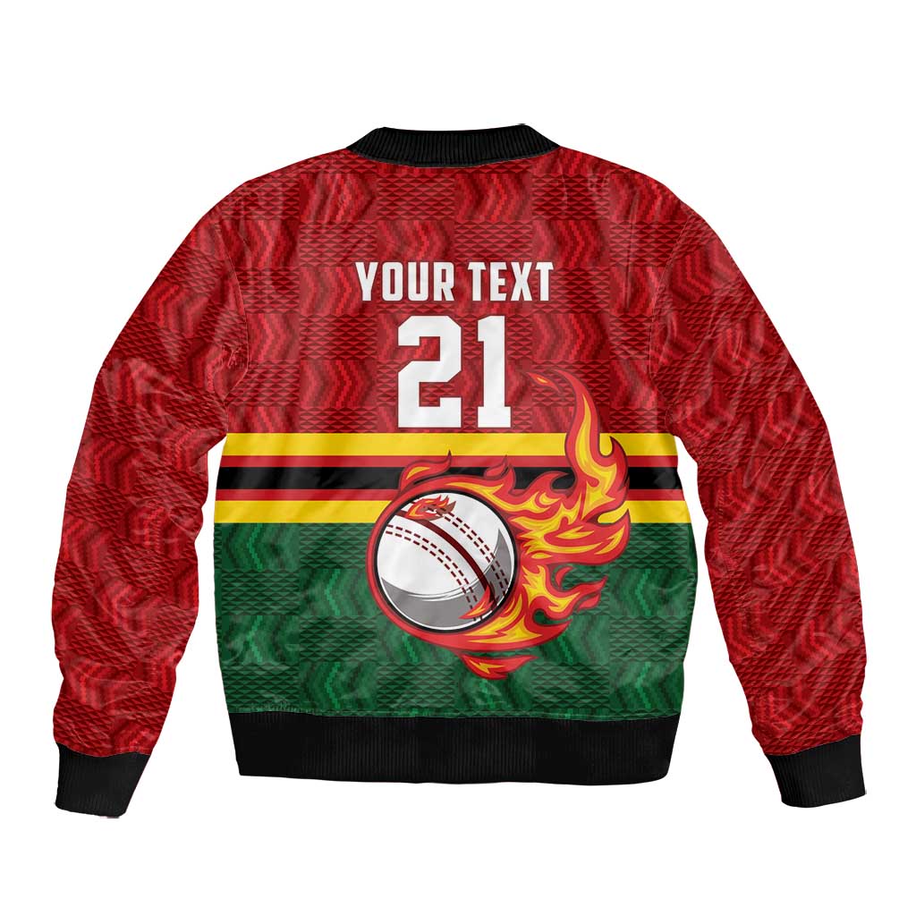 Custom Africa Cricket Zimbabwe Bomber Jacket The Chevrons Cricket Ball Fire - African Pride