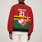 Custom Africa Cricket Zimbabwe Bomber Jacket The Chevrons Cricket Ball Fire - African Pride