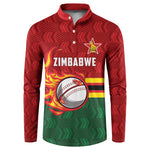Custom Africa Cricket Zimbabwe Button Sweatshirt The Chevrons Cricket Ball Fire