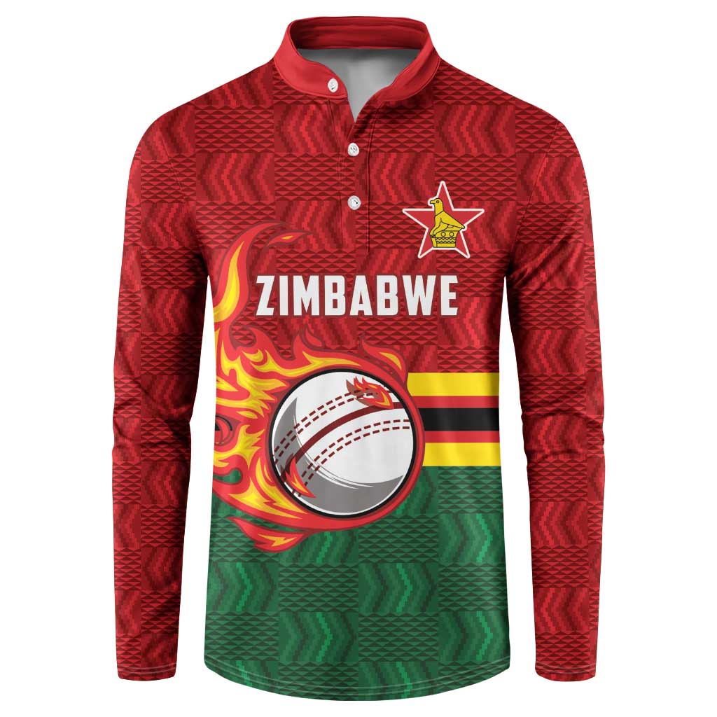 Custom Africa Cricket Zimbabwe Button Sweatshirt The Chevrons Cricket Ball Fire