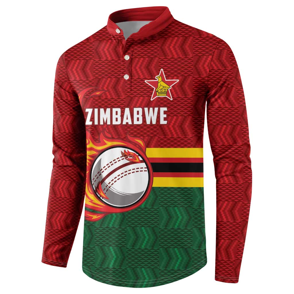 Custom Africa Cricket Zimbabwe Button Sweatshirt The Chevrons Cricket Ball Fire