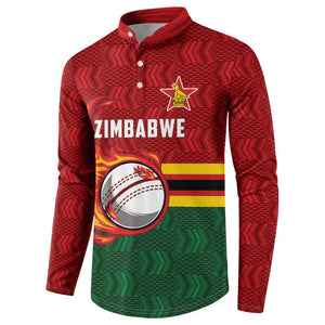 Custom Africa Cricket Zimbabwe Button Sweatshirt The Chevrons Cricket Ball Fire