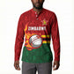 Custom Africa Cricket Zimbabwe Button Sweatshirt The Chevrons Cricket Ball Fire