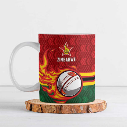Custom Africa Cricket Zimbabwe Ceramic Mug The Chevrons Cricket Ball Fire