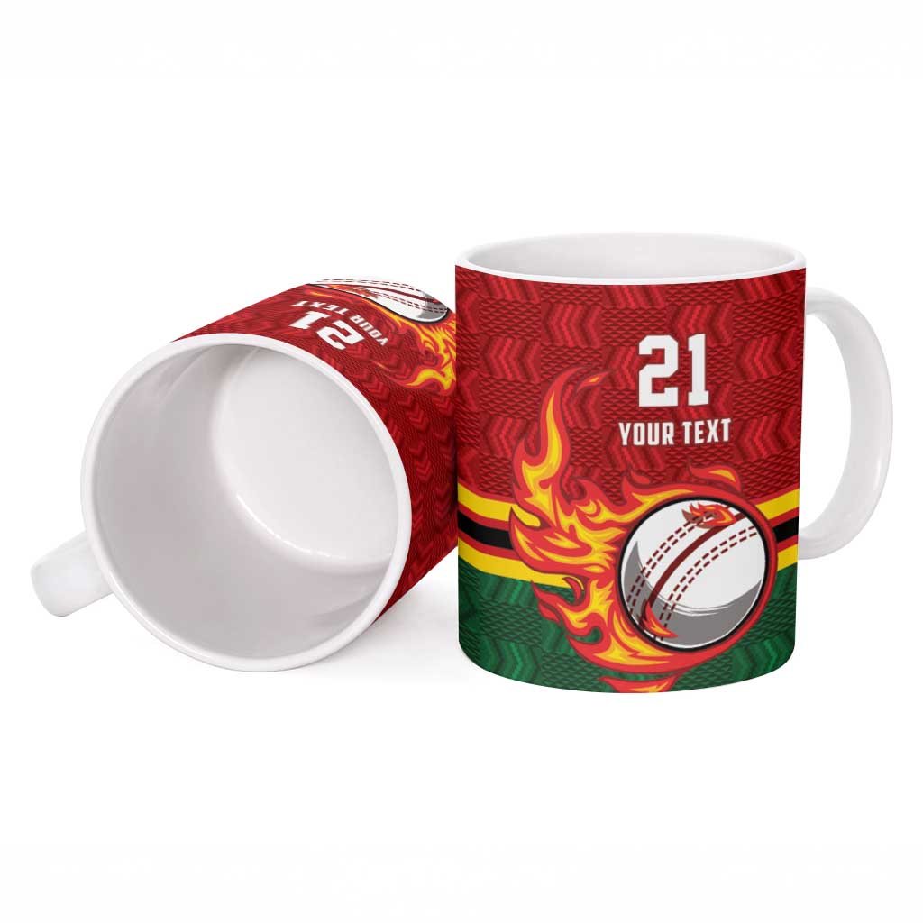 Custom Africa Cricket Zimbabwe Ceramic Mug The Chevrons Cricket Ball Fire