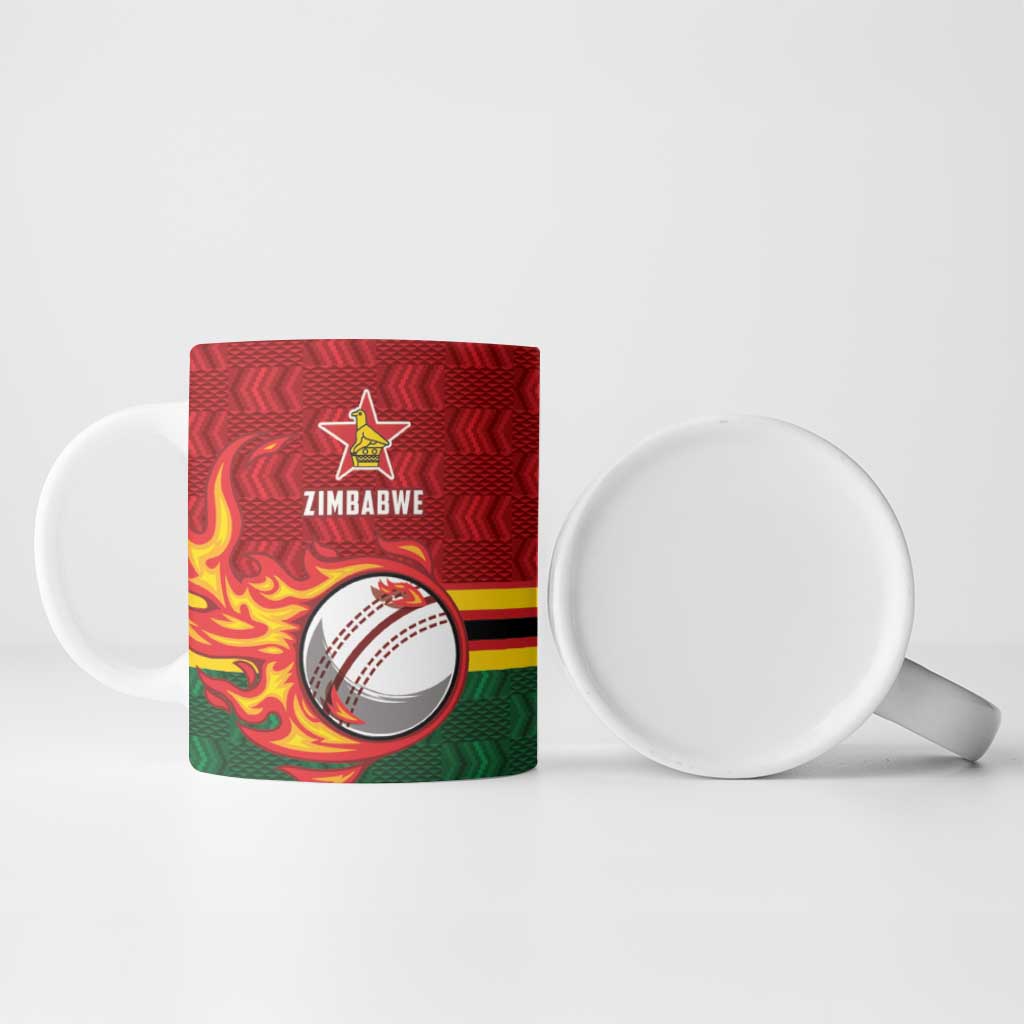 Custom Africa Cricket Zimbabwe Ceramic Mug The Chevrons Cricket Ball Fire
