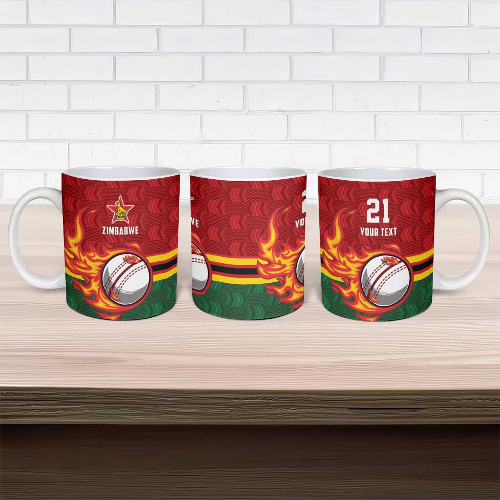 Custom Africa Cricket Zimbabwe Ceramic Mug The Chevrons Cricket Ball Fire
