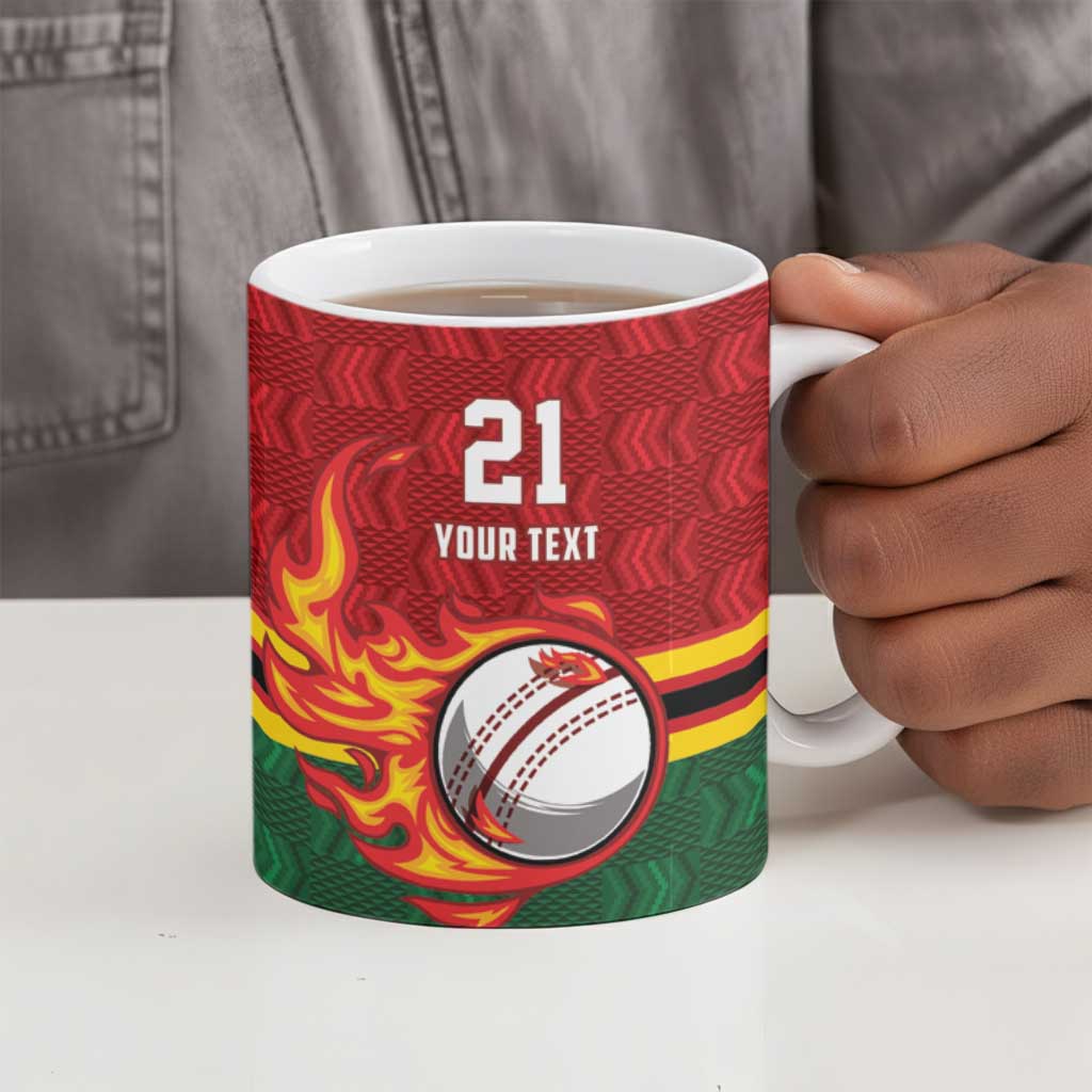 Custom Africa Cricket Zimbabwe Ceramic Mug The Chevrons Cricket Ball Fire