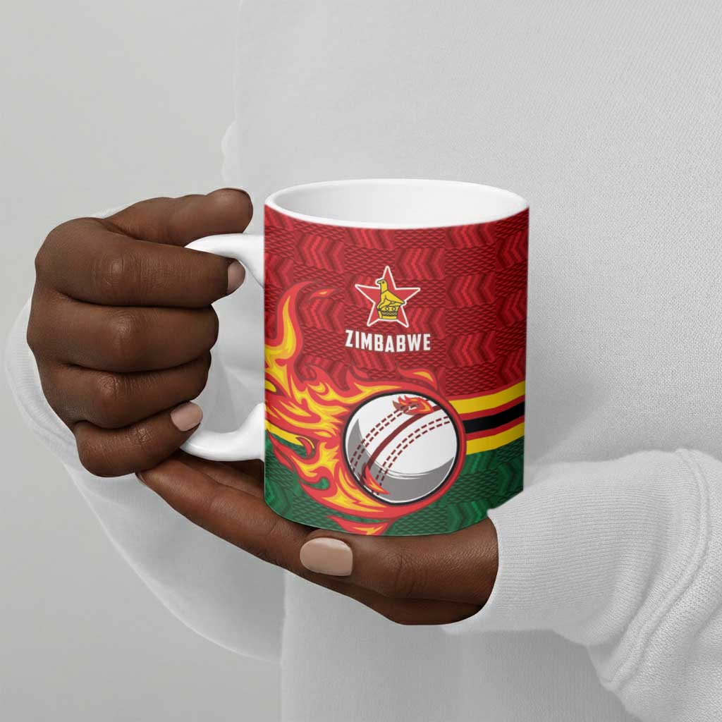 Custom Africa Cricket Zimbabwe Ceramic Mug The Chevrons Cricket Ball Fire