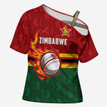 Custom Africa Cricket Zimbabwe Cross Shoulder Shirt The Chevrons Cricket Ball Fire