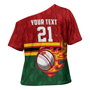 Custom Africa Cricket Zimbabwe Cross Shoulder Shirt The Chevrons Cricket Ball Fire