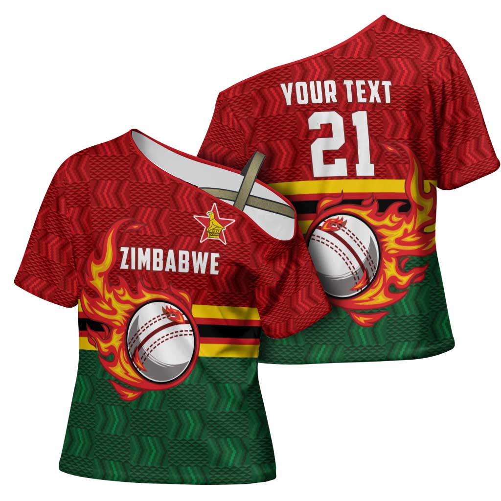 Custom Africa Cricket Zimbabwe Cross Shoulder Shirt The Chevrons Cricket Ball Fire