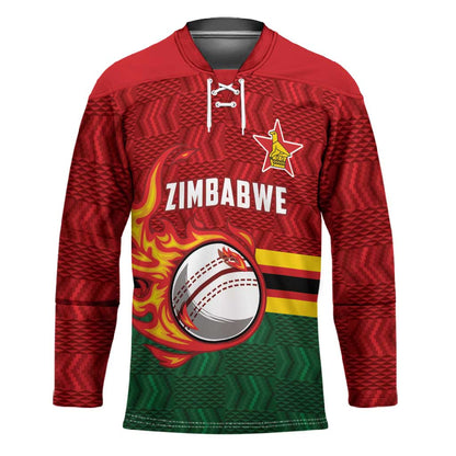 Custom Africa Cricket Zimbabwe Hockey Jersey The Chevrons Cricket Ball Fire