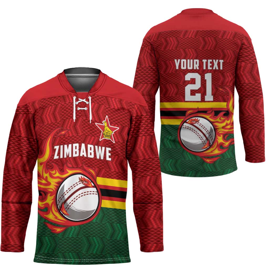 Custom Africa Cricket Zimbabwe Hockey Jersey The Chevrons Cricket Ball Fire
