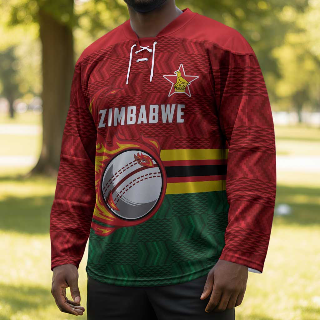 Custom Africa Cricket Zimbabwe Hockey Jersey The Chevrons Cricket Ball Fire