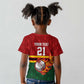 Custom Africa Cricket Zimbabwe Kid T shirt The Chevrons Cricket Ball Fire - African Pride