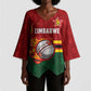 Custom Africa Cricket Zimbabwe Kimono Sleeve Blouse The Chevrons Cricket Ball Fire