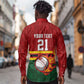 Custom Africa Cricket Zimbabwe Long Sleeve Button Shirt The Chevrons Cricket Ball Fire - African Pride