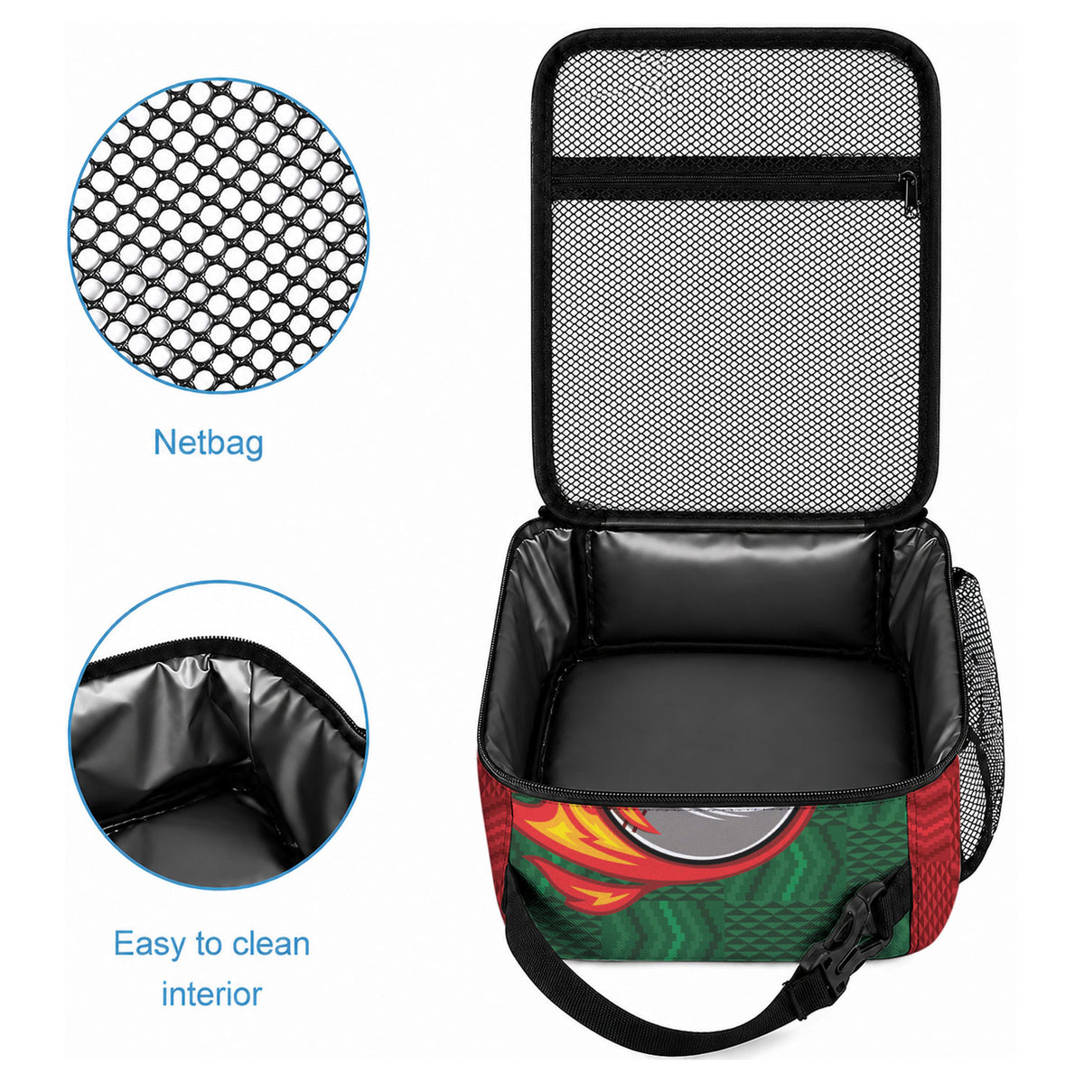 Custom Africa Cricket Zimbabwe Lunch Bag The Chevrons Cricket Ball Fire