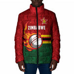 Custom Africa Cricket Zimbabwe Padded Jacket The Chevrons Cricket Ball Fire