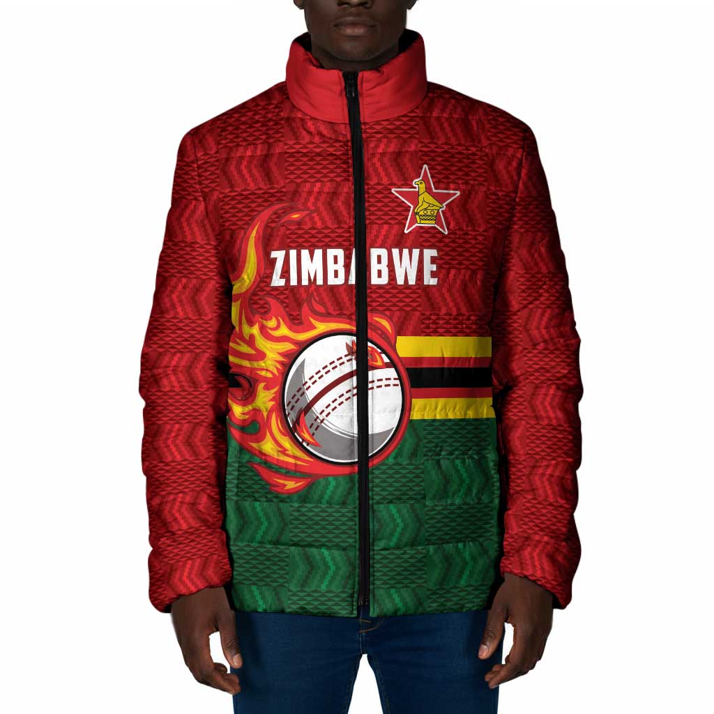 Custom Africa Cricket Zimbabwe Padded Jacket The Chevrons Cricket Ball Fire