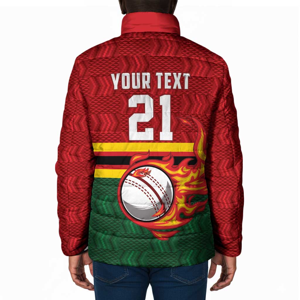 Custom Africa Cricket Zimbabwe Padded Jacket The Chevrons Cricket Ball Fire