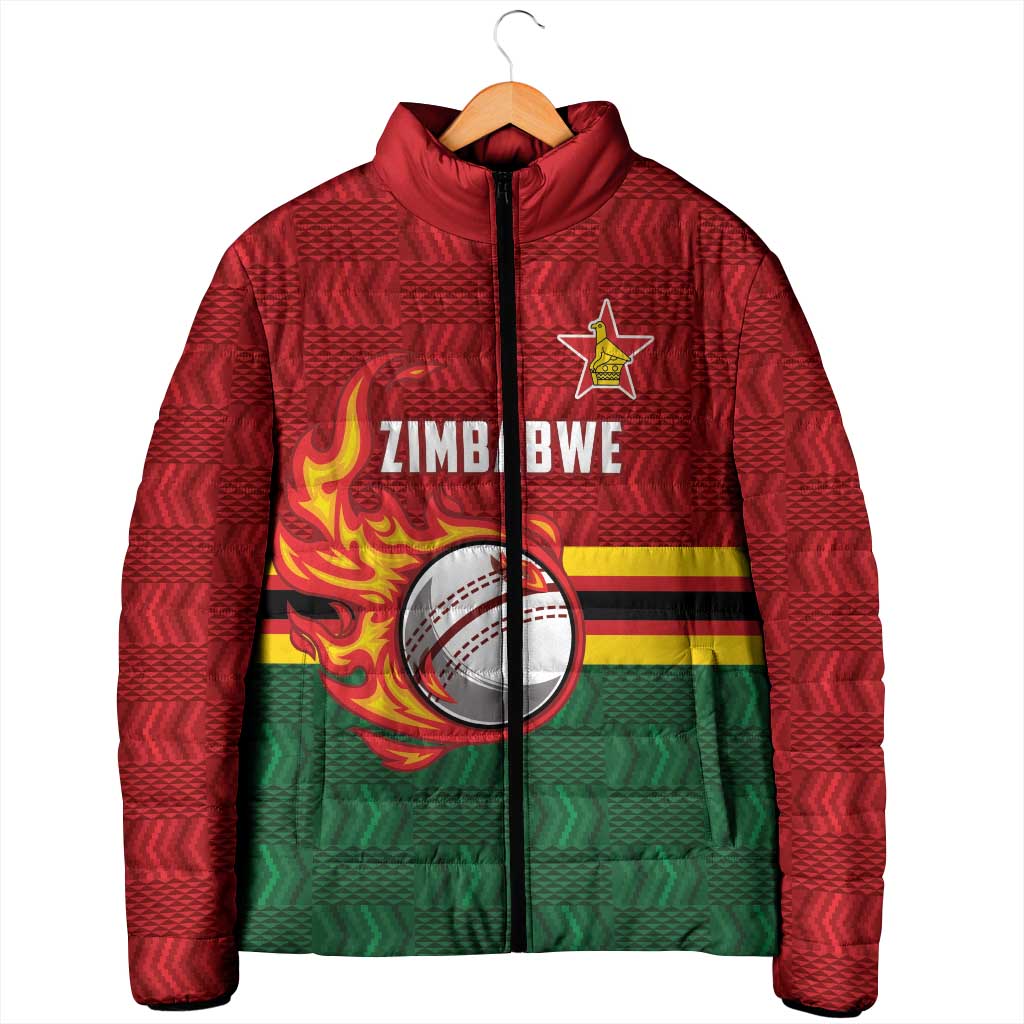 Custom Africa Cricket Zimbabwe Padded Jacket The Chevrons Cricket Ball Fire