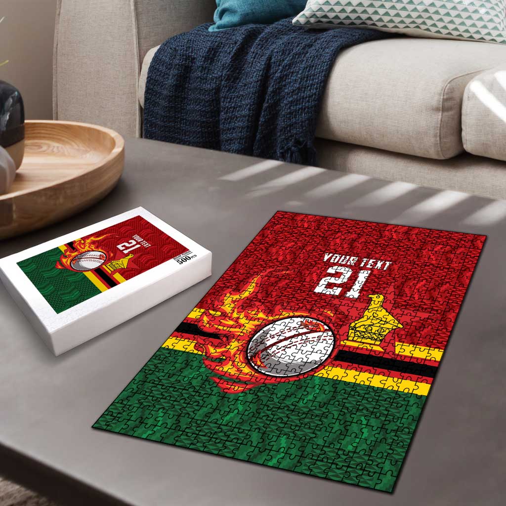 Custom Africa Cricket Zimbabwe Puzzle The Chevrons Cricket Ball Fire