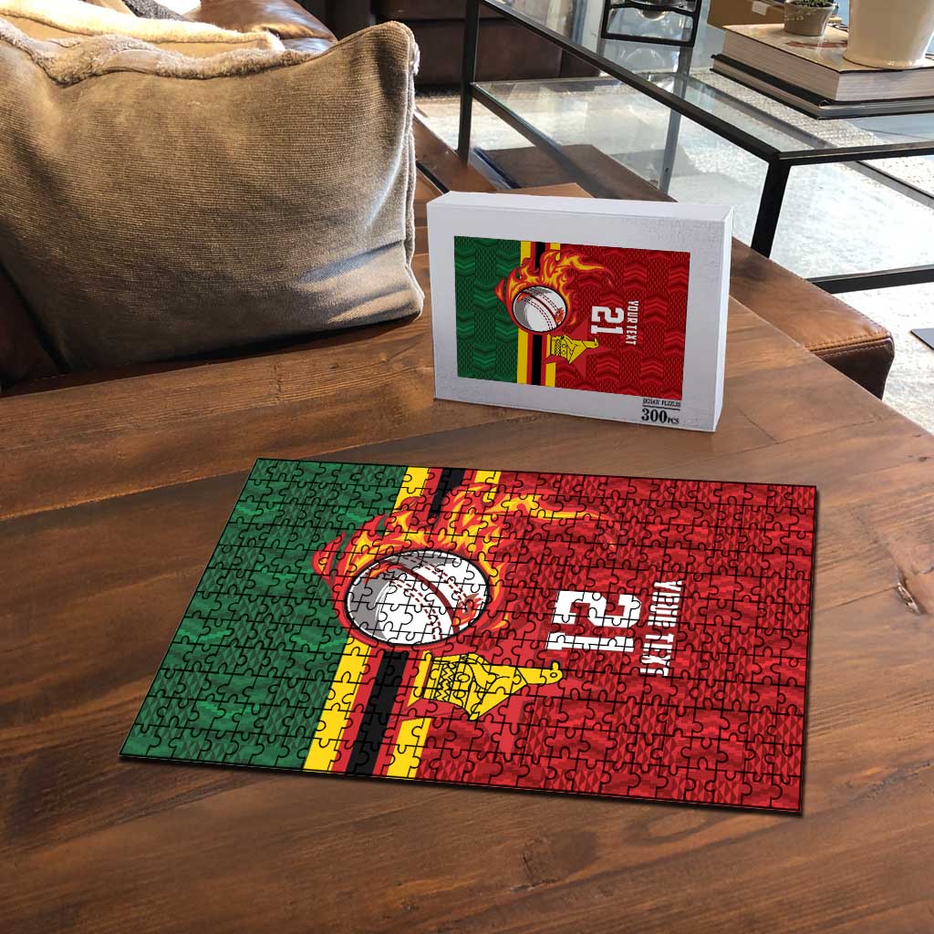 Custom Africa Cricket Zimbabwe Puzzle The Chevrons Cricket Ball Fire