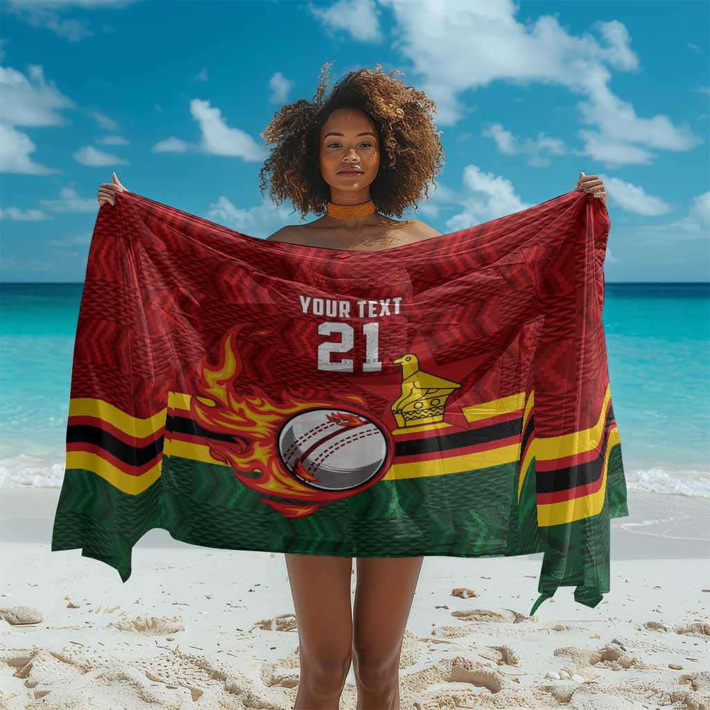 Custom Africa Cricket Zimbabwe Sarong The Chevrons Cricket Ball Fire - African Pride